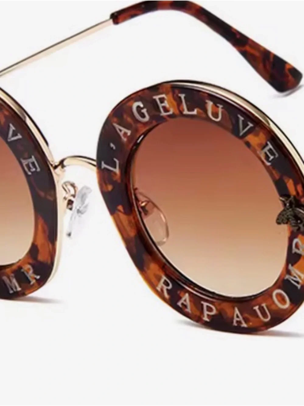 Designer Tortoiseshell Round Sunglasses with Brown Gradient Lenses